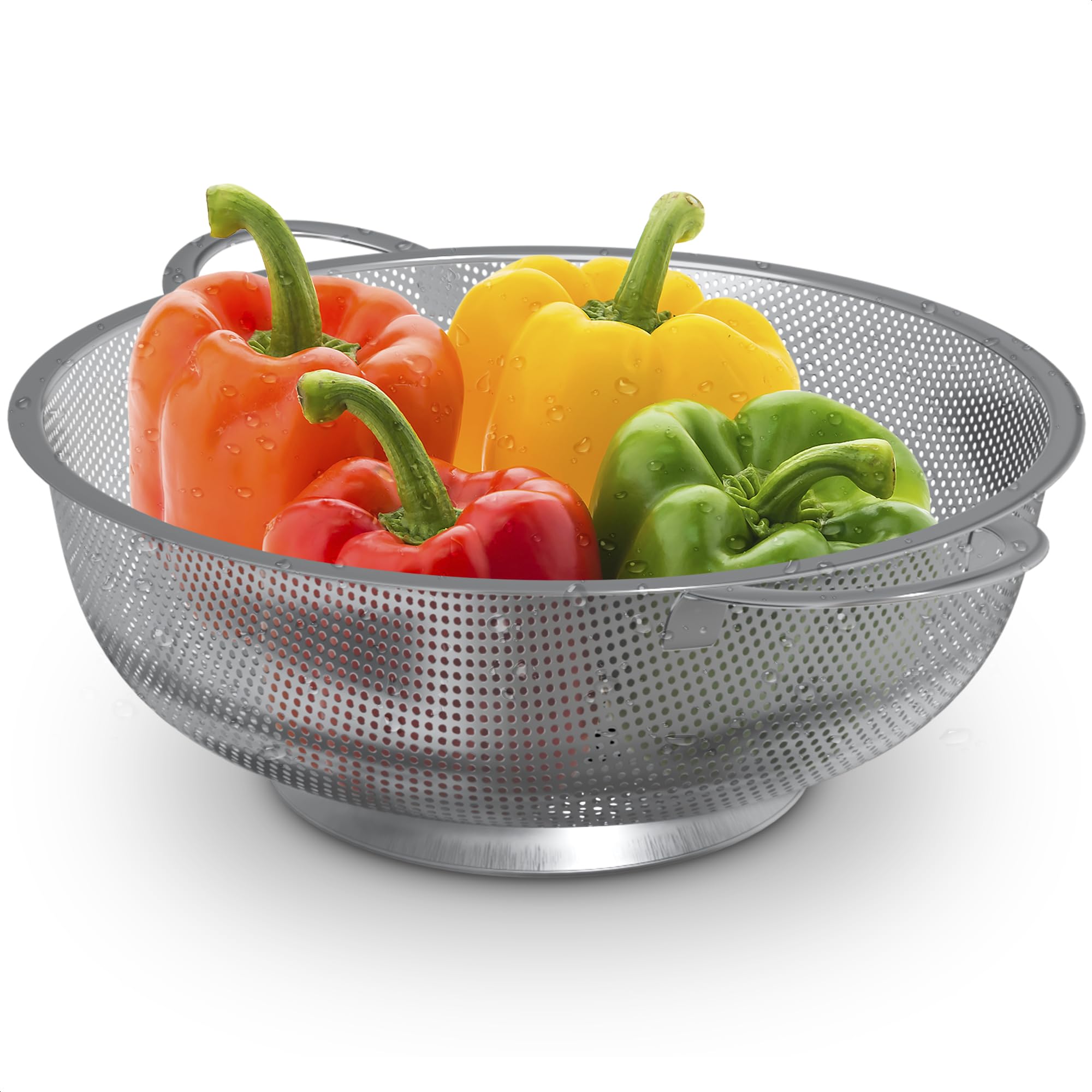 Photo 1 of Stainless Steel Colander for Kitchen - 5Qt Rice Strainer With Handles, Perforated Design, Dishwasher Safe, Rust-Resistant - Versatile Pasta Strainer for Grains, Beans, Spaghetti, Veggies, Fruits