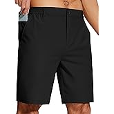 UPGET Mens Casual Dress Shorts 9 Inch Elastic Waist Quick Dry Lightweight Khaki for Travel Golf Work with 3 Pockets