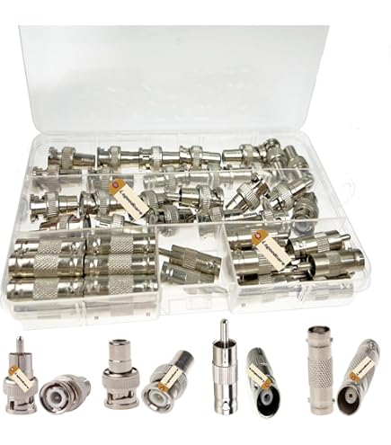 XMSJSIY Adaptateur Double BNC Type D - Connecteur Châssis Femelle-Femelle Plaqué Or - Coupleur SDI Vidéo Coaxial