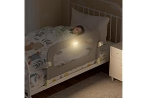 LATIBELL Bed Rail for Toddlers, 47" Toddler Bed Rails with Motion Light, Baby Bed Rail Guard, Adjustable Heights & Swing Down Design, Bed Side Rails for King, Queen, Full Size, Twin Bed