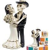 Halloween Wedding Cake Topper, Skeleton Cake Topper for Day of the Dead Celebrations, Gothic Wedding Decor with Standing Bride and Groom Figures, Alternative for Home Display