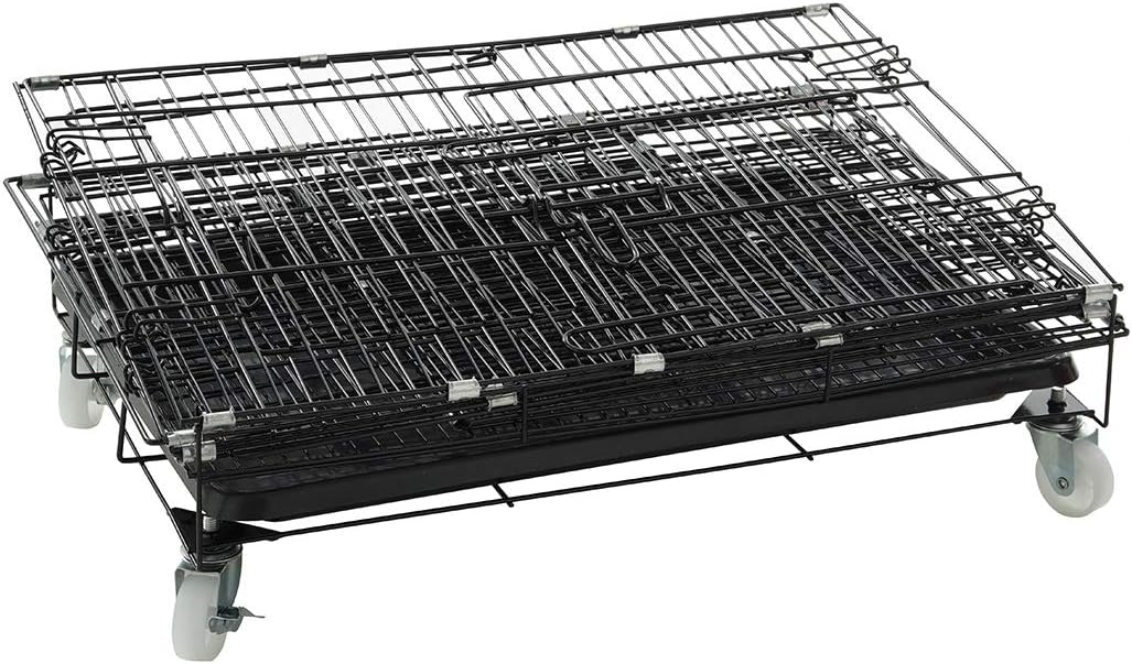 AVEEN 3-Tier Small Cat Cage Playpen Box Kennel Crate with 2 Front Doors & Free Hammock - 40 x 24 x 17 Inches（Black） : Kitchen & Dining