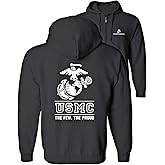 Lucky Ride USMC Logo Hooded Sweatshirt (Full Zip) Hoodie The Few The Proud