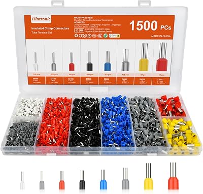flintronic 1500Pcs Wire Ferrules Kit Electrical Connectors Insulated Terminals
