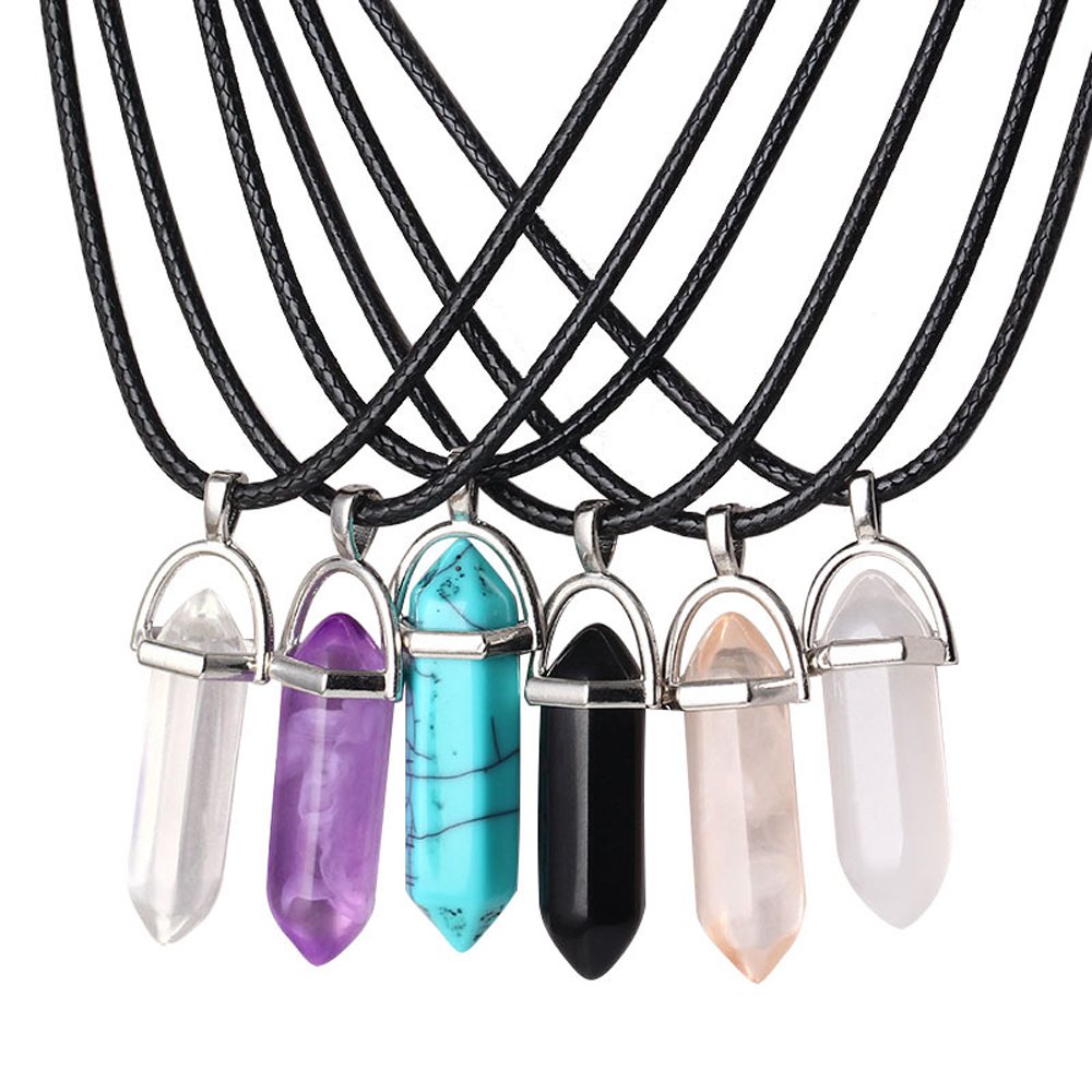 Elegant Rose 6 Women's Friendship Pendant Necklace Black Quartz Prism Necklace