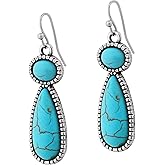 MINACHI Ethnic Bohemian Created Turquoise Dangle Drop Earrings, Vintage Boho Hippie Jewelry Gift for Women
