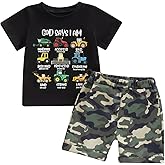 WZTYYDS Toddler Kids Baby Boy Summer Clothes 2T 3T 4T 5T Vehicles Letter Print Short Sleeve Tops Camouflage Shorts Outfits