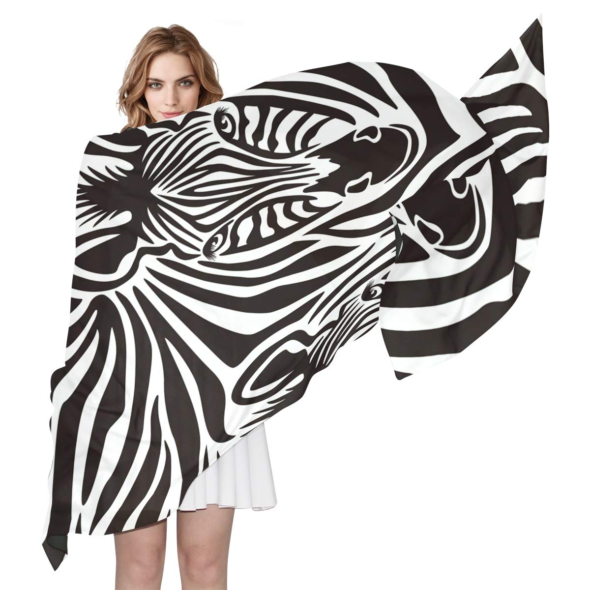 XLING Fashion Scarf Funny African Animal Zebra Pattern Long Lightweight Sunscreen Silk Scarf Shawl Wrap Muffler Neckerchief for Women Men XLING Fashion Scarf Funny African Animal Zebra Pattern Long Lightweight Sunscreen Silk Scarf Shawl Wrap Muffler Neckerchief for Women Men