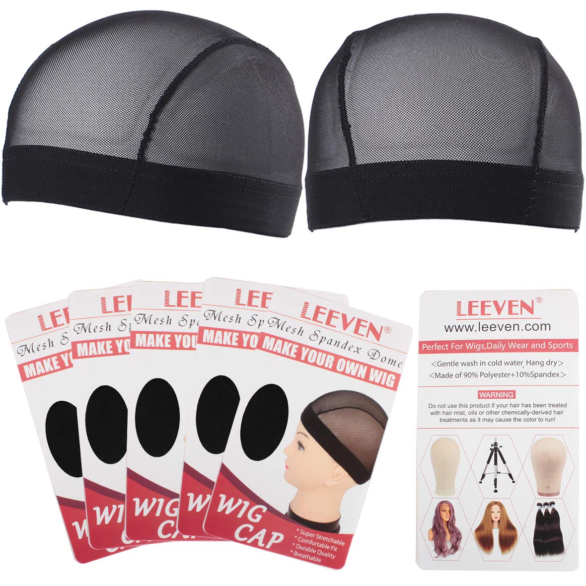 Leeven 5 Pcs/lot Black Wig Caps For Women Breathable Nylon Wig Caps for Making Wigs
