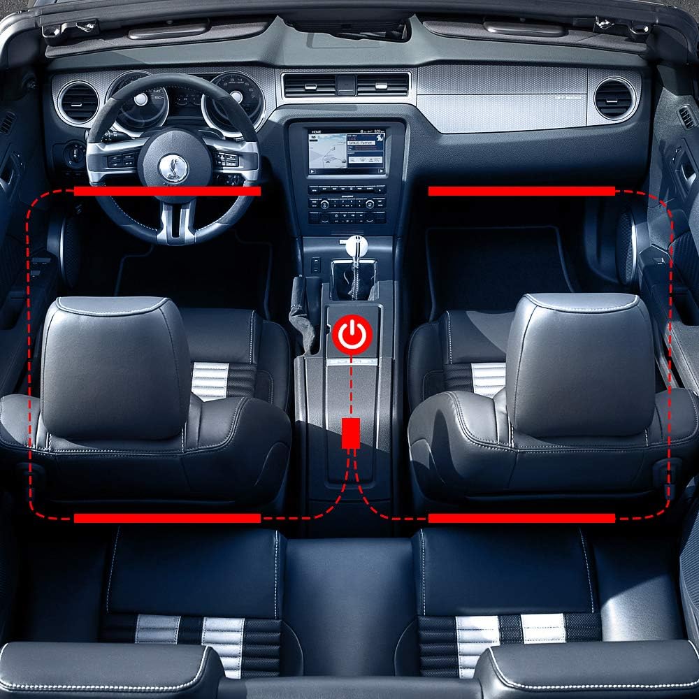 Car Interior Lights - Waterproof Car LED Lights 4pcs 48 LED App Control and Remote Control Car Atmosphere Lights, DIY Multi Color Music Sound-activated Car Lighting Kit Suitable for Various Cars: Automotive