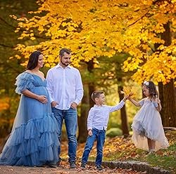 Tianzhihe Fluffy Tulle Maternity Robe for