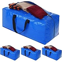 Heavy Duty Extra Large Storage Bags, Blue Moving Bags Totes with Zippers for Clothing Blanket Storage, Dorm College…