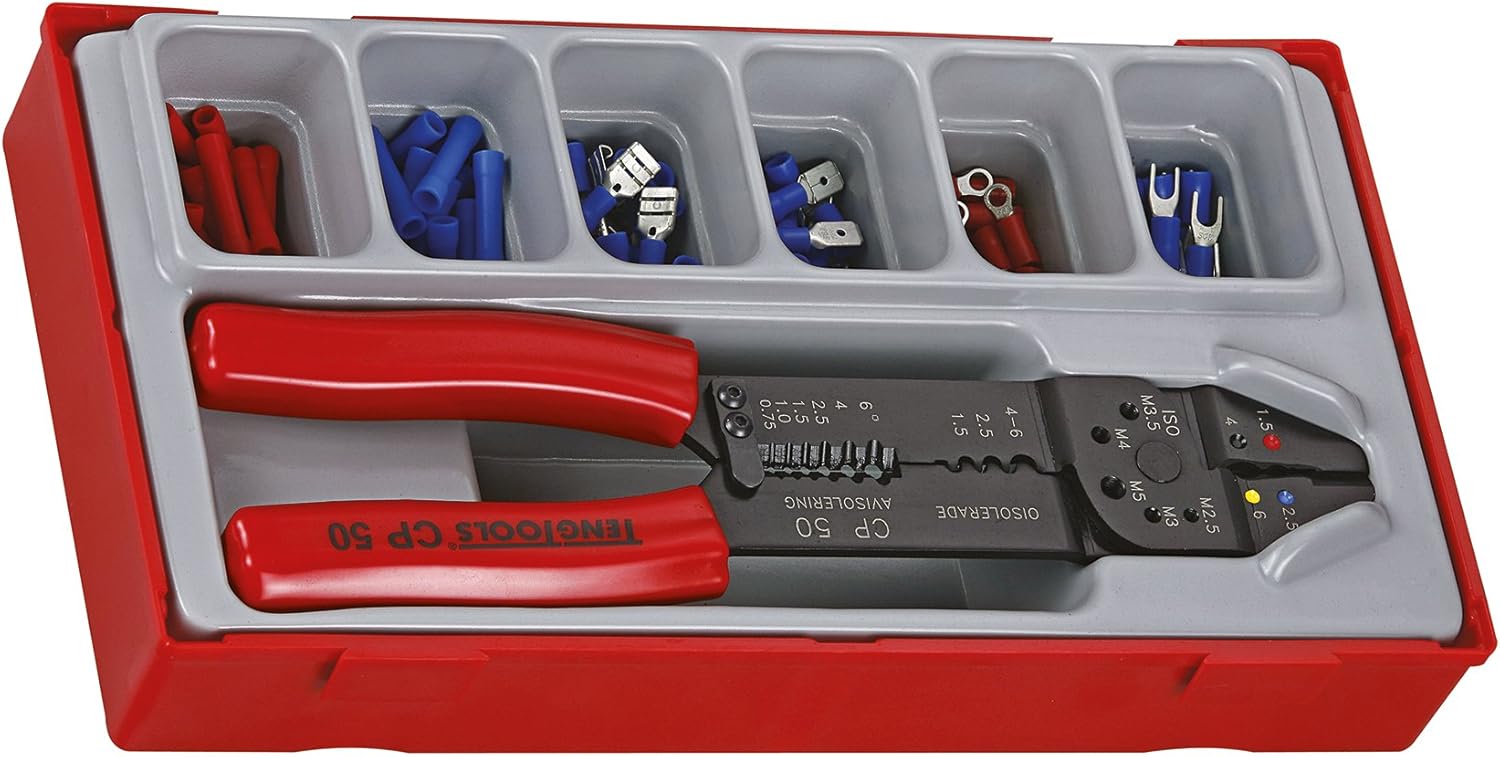 Teng TTCP121 Crimping Tool Set (121 Pieces), Yellow,blue,red, 265mm x 142mm x 50mm