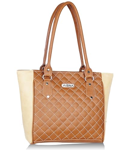 Aisna women Tan and beige shoulder bag (ASN-008) (Tan and beige)