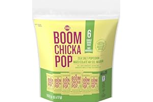 Angie’s BOOMCHICKAPOP Ready-to-Eat Popcorn - Sea Salt, 17g per bag, Net weight - 102g, 6 Count