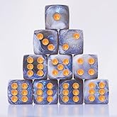 10 PC D6 dice 16mm Acrylic Dice Set for RPG MTG DND Dice Table Games and Board Games (Gray + Blue)