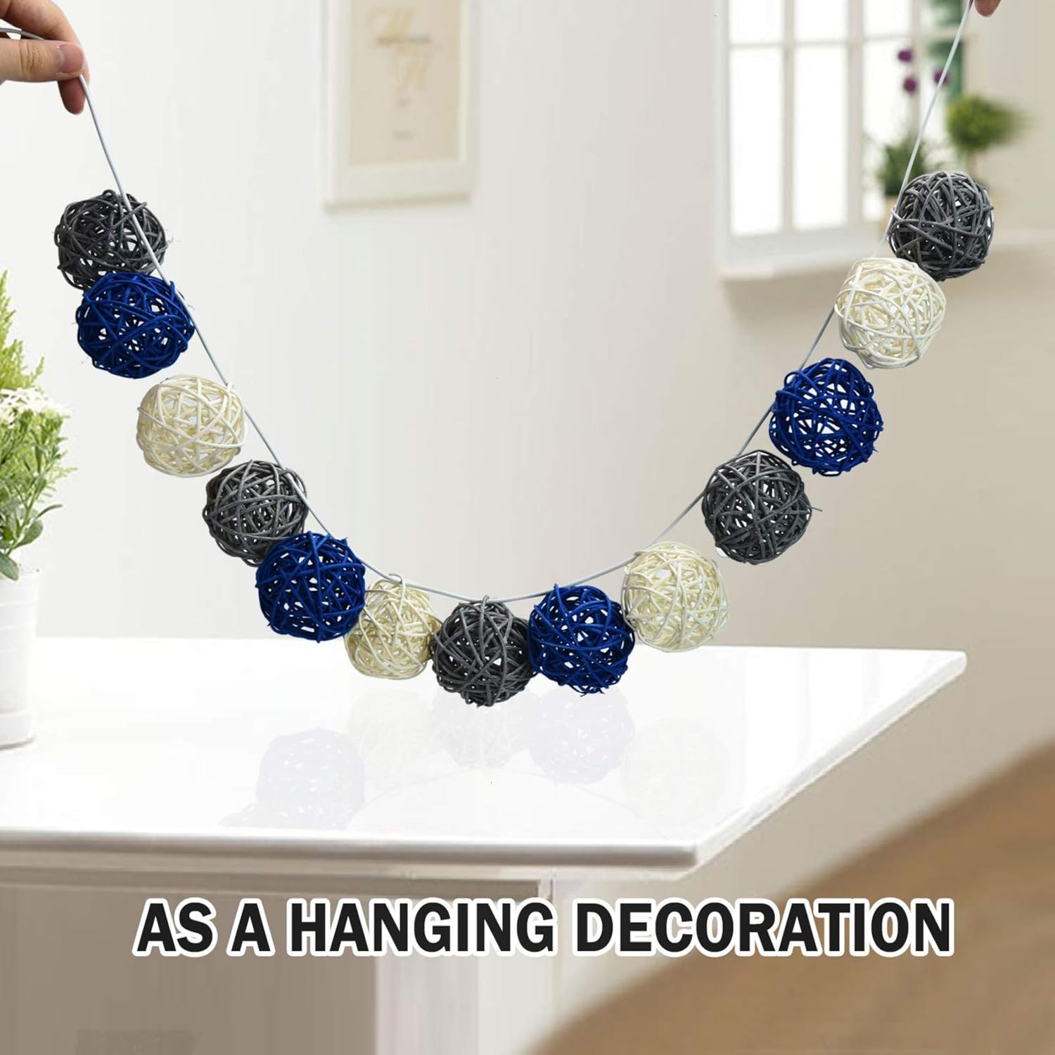 Timoo Rattan Balls Decorative, 15 Pack Wicker Balls for Home Decor Aromatherapy Accessories Wedding Decoration Baby Shower Table Decoration, 2 Inch (Blue, Gray, White): Health & Personal Care