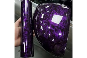 ASENDIWAY Purple Forged Carbon Fiber Vinyl Wrap, High Gloss Car Wrap Vinyl Roll Auto DIY Decal Sticker Film Sheet Air Release Self-Adhesive Decor Vinyl