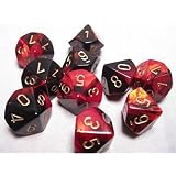 Chessex Scarab Blue With Gold Dice Set - 10 Sided D10 Gaming Dice For RPG & Tabletop Games