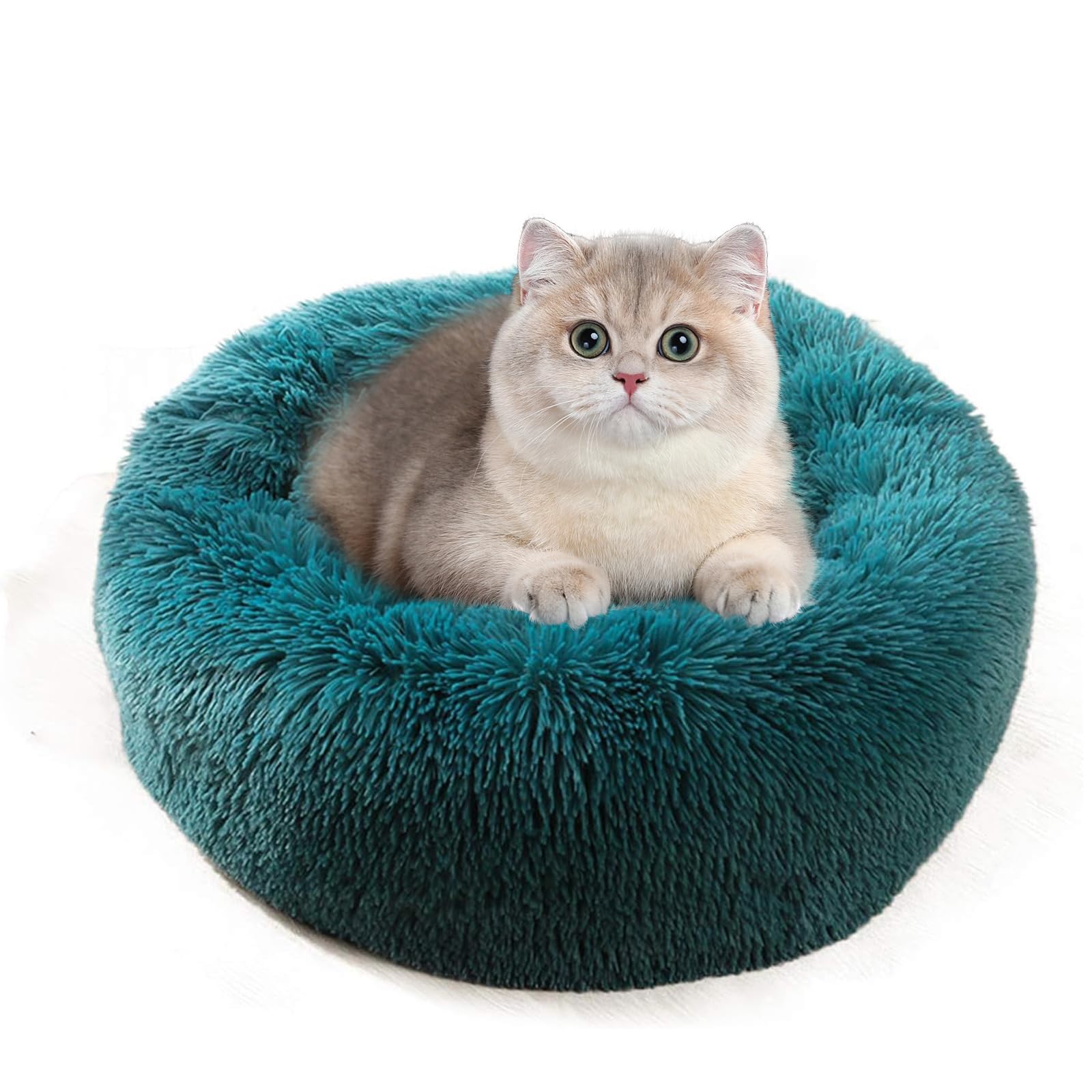 PETCUTE Dog Bed Cat Bed for Indoor Cats Washable Plush Donut Pet Bed Soft Calming Cuddler Kennel Small Medium Large