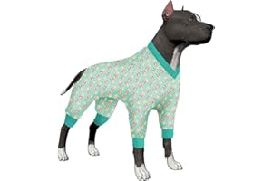 LovinPet Big Dog Pjs, Post Operative Protection Dog Pajamas, Coverage Dog Jumpsuit, Lightweight Vintage Happy 2 Bouquet Songbird Prints as Dog Sweater Bottoming for Dogs Bodysuit XL