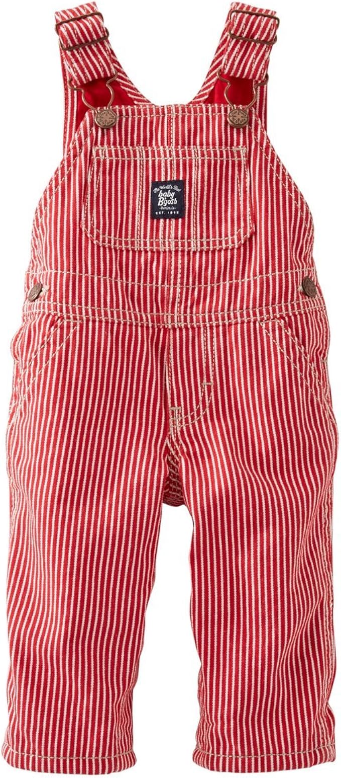 red and white striped overalls shorts