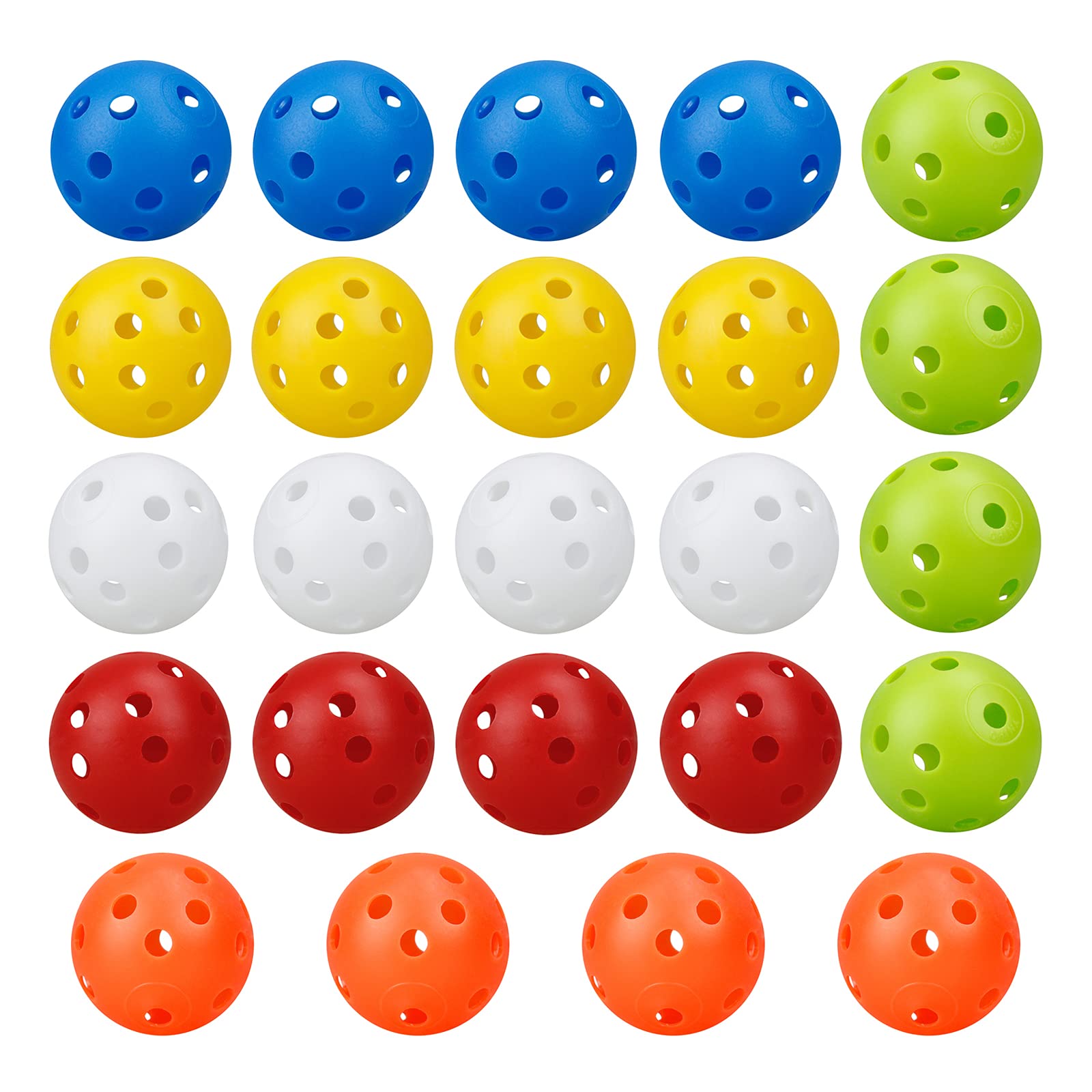 Lahviuu Golf Balls,24 pcs 42mm Practice Golf Balls Training Golf Balls With Hole Airflow Golf Colorful Perforated Plastic Balls for Swing Practice, Driving Range, Home Use Pets