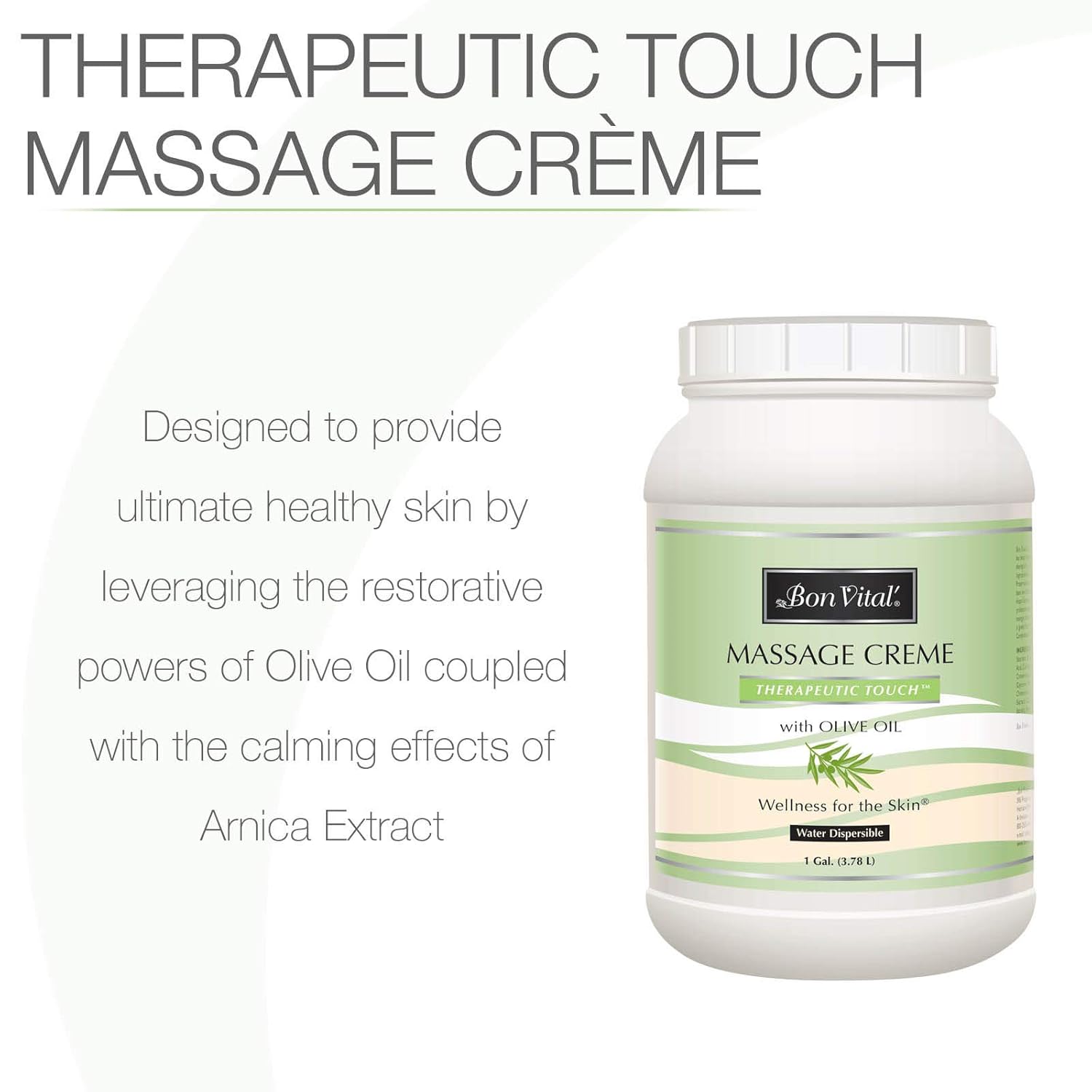 Bon Vital' Therapeutic Touch Massage Creme, Professional Massage Therapy Cream with Olive Oil to Repair Dry Skin & Soothe Sore Muscles, Full Body Moisturizer For Youthful Looking Skin, 1 Gallon: Industrial & Scientific