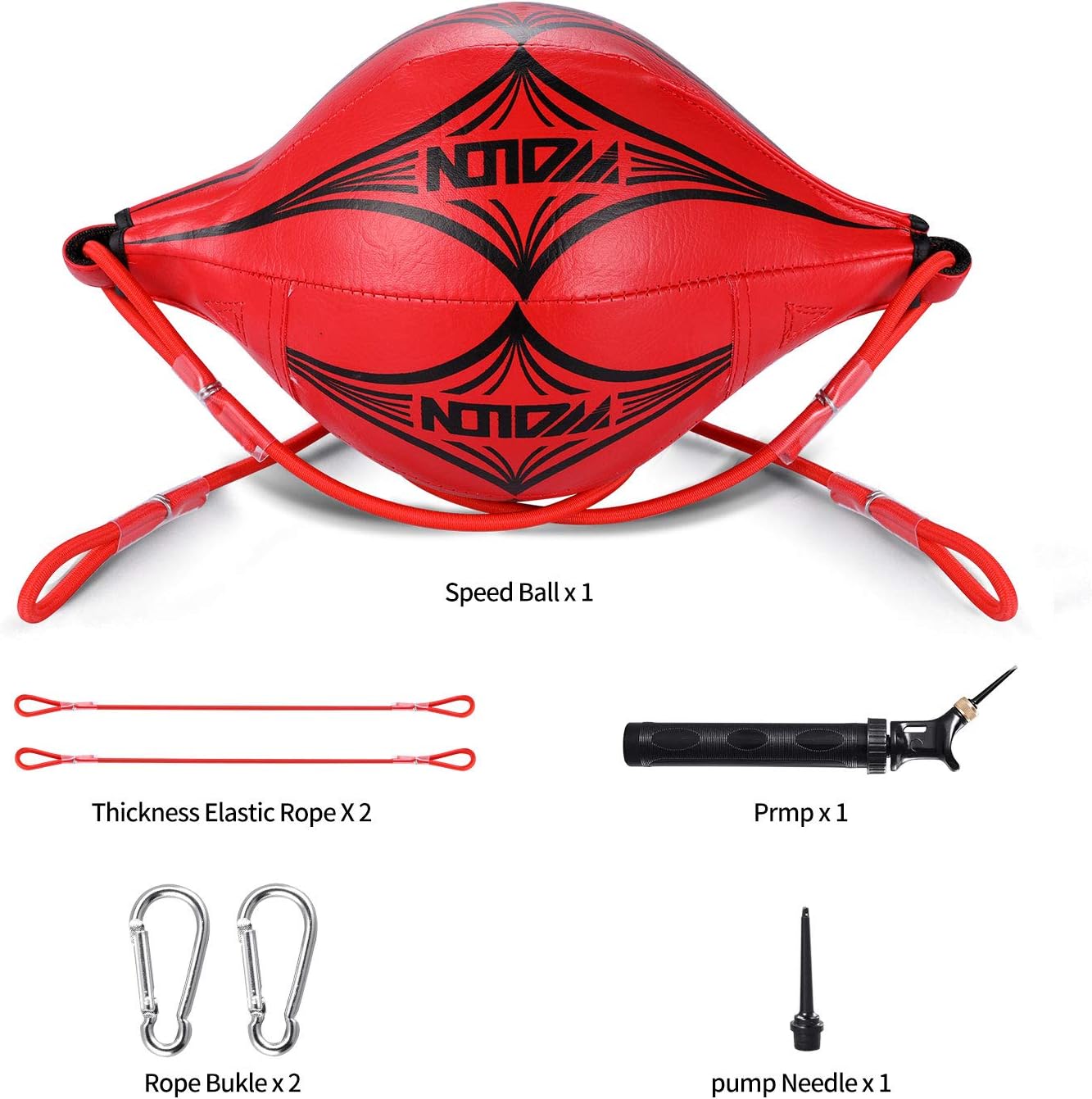 KUYOU Double End Ball with Pump Boxing Ball Speed Training Ball Leather Speed Bag Punching Dodge MMA with Ring Locking for Training Gym Exercise Agility (Red) : Sports & Outdoors