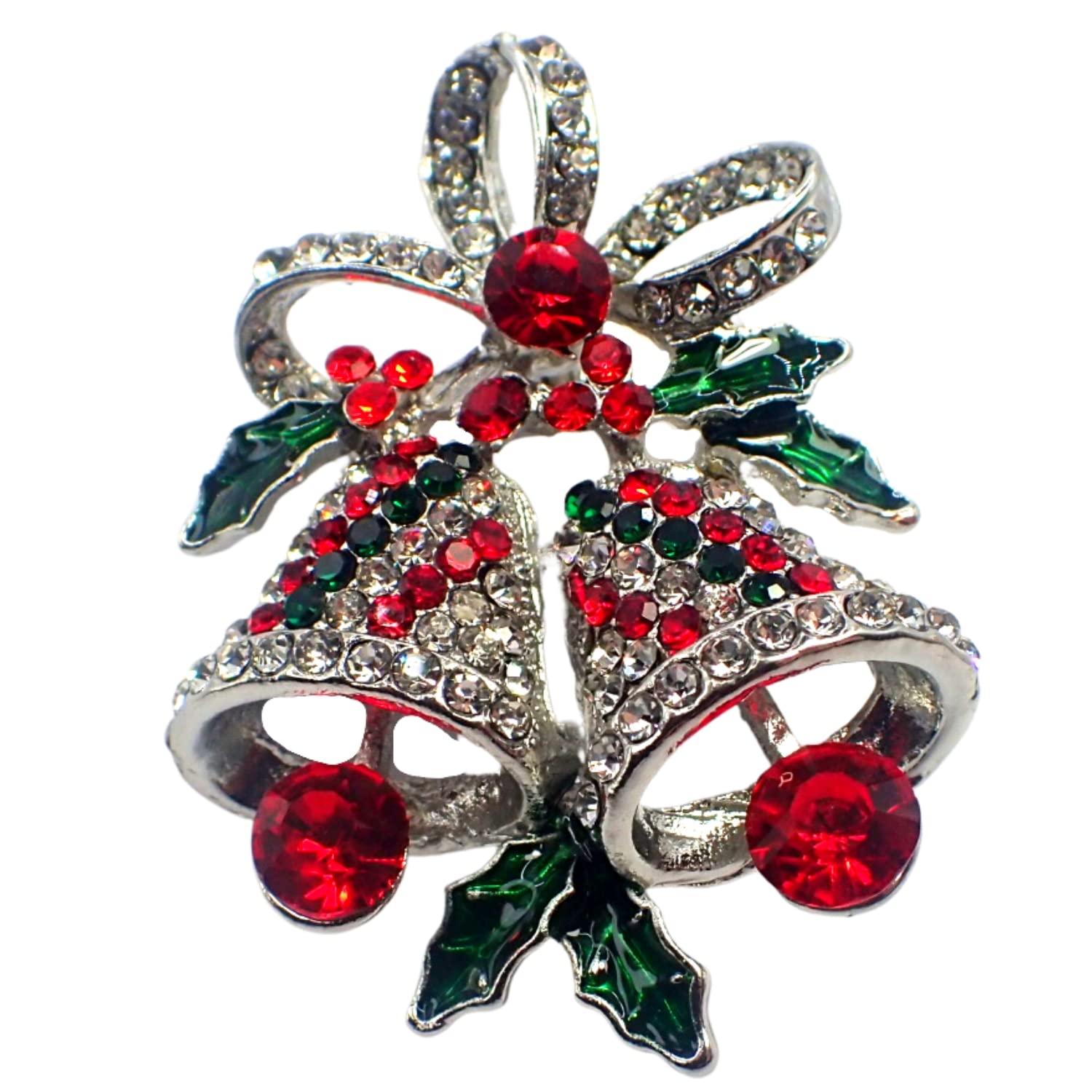 Topkids Accessories Christmas Brooch for Women and Men, Christmas Stocking Filler, Christmas Cracker Fillers, Secret Santa gifts Metal 180degree pin (Silver Bells)