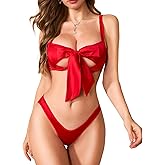 RSLOVE Lingerie Sets for Women Sexy - Satin Bow 2 Piece Bra and Panty Sets
