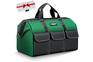 Large Tool Bag, Tool Bags for Men Heavy Duty, 17.3inch/44cm, Green, 1680D Polyester, Ideal for DIY and Craftsmen