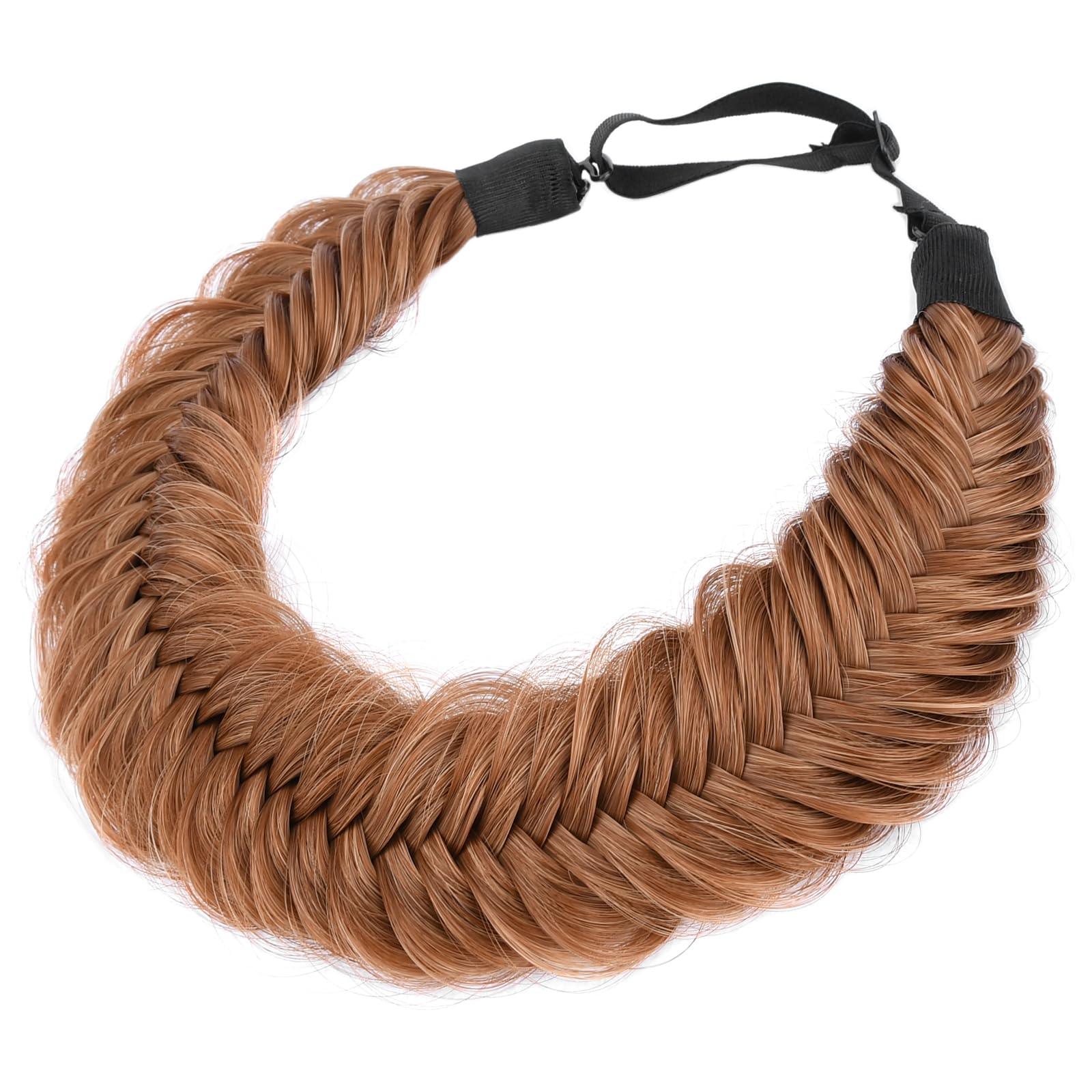 Gledola 2 Strands Fishtail Wide Messy Plaited Braids Headband (Strawberry Blonde, Wide)