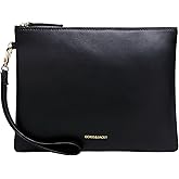 DORIS&JACKY Lambskin Leather Wristlet Clutch Purse for Women Soft Designer Slim Cell Phone Pouch Bag with Detachable Strap