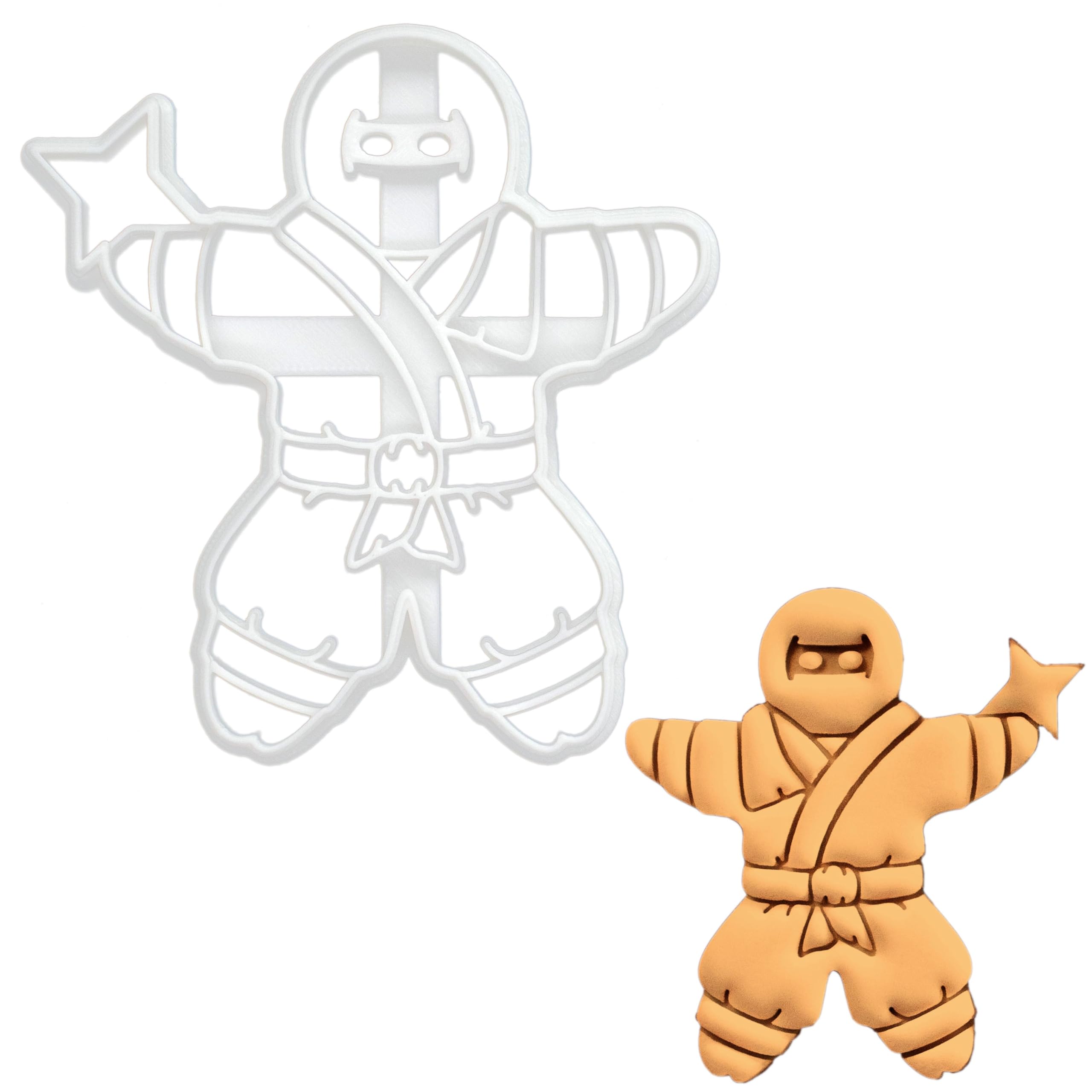 BAKERLOGY Gingerbread Ninja Cookie Cutter - Detailed Biscuit Cutter Design for Baking and Crafts, Ideal on Fondant, Dough, Clay