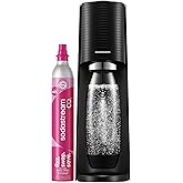 SodaStream Terra Sparkling Water Maker Machine, with 1 Litre Reusable BPA-Free Water Bottle for Carbonating &amp; 60 Litre Quick Connect CO2 Gas Cylinder &ndash; Black