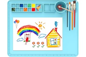 IYYI Silicone Painting Mat, 20"X16" Art Mat with Cup, Siliocne Mat for Crafts, Resin, Clay, Paint Mat with Raised Edge (Blue)