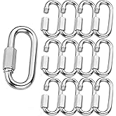 12PCS 5/16Inch Quick Links Stainless Steel Chain Links, M8 Oval Quick Locking Carabiner Clips Heavy Duty Chain Links Chain Connector for Camping, Hiking, Swing, Hammocks, Outdoor & Gym - 1500lbs Load