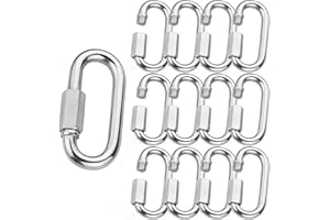 EATHEATY 12PCS 5/16Inch Quick Links Stainless Steel Chain Links, M8 Oval Quick Locking Carabiner Clips Heavy Duty Chain Links Chain Connector for Camping, Hiking, Swing, Hammocks, Outdoor & Gym - 1500lbs Load
