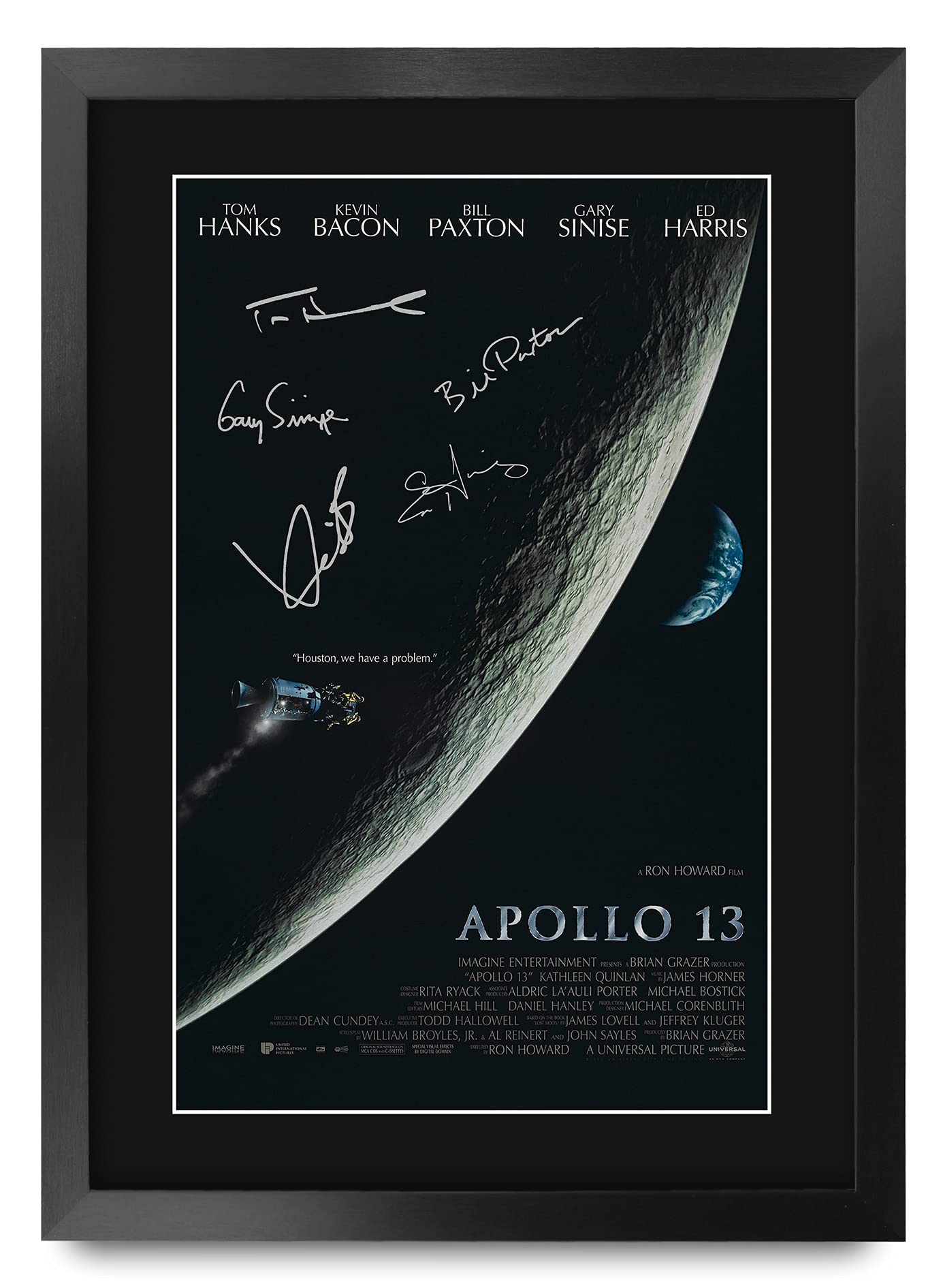 HWC Trading FR A3 Apollo 13 Movie Poster Tom Hanks, Kevin Bacon Gifts Printed Poster Signed Autograph Picture for Movie Memorabilia Fans - A3 Framed