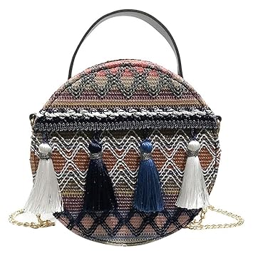 COOFIT Womens Handle Shoulder Bag Crossbody Bag Satchel Bag Fashion Straw Tassel Top Handle Bag