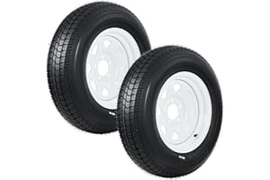 GarveeTech ST205/75D15 Trailer Tire and Wheel Assembly, Heavy-Duty Load Range C 6PR, 5 Lug White Modular Wheel, 15 Inch Tires for Utility/Boat/Camper Trailers, Set of 2