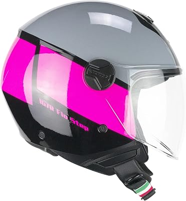 Casco open face, 167R FLO STEP Grigio Fucsia lunga, XL (60cm)