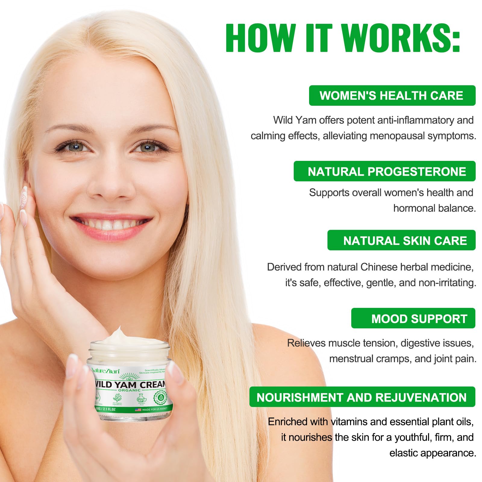 Wild Yam Cream - Wild yam Cream - Suitable for Relieving Symptoms During Periods of Physical Change - for All Skin Types 2.1floz