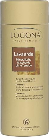 LOGONA Naturkosmetik Lavaerde Pulver, Ghassoul, Tonerde für Haar- & Körperpflege, Natürlich & Vegan, auch für Masken & Peelin