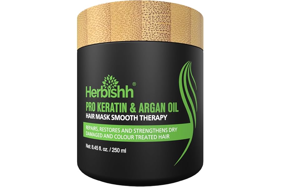 Herbishh Argan Hair Mask-Deep Conditioning & Hydration For Healthier Looking Hair for very Dry, Weak, Stressed Out Hair, No Sulphates, No Parabens