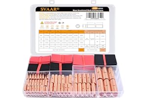 SVAAR Butt Connectors Kit 132PCS 4/6/8/12-10 Gauge Crimp Butt Splice Wire Connectors Non Insulated Butt Splice Connectors Bare Pure Copper 66 PCS Uninsulated Butt Terminals & 66 PCS 3:1 Heat Shrink