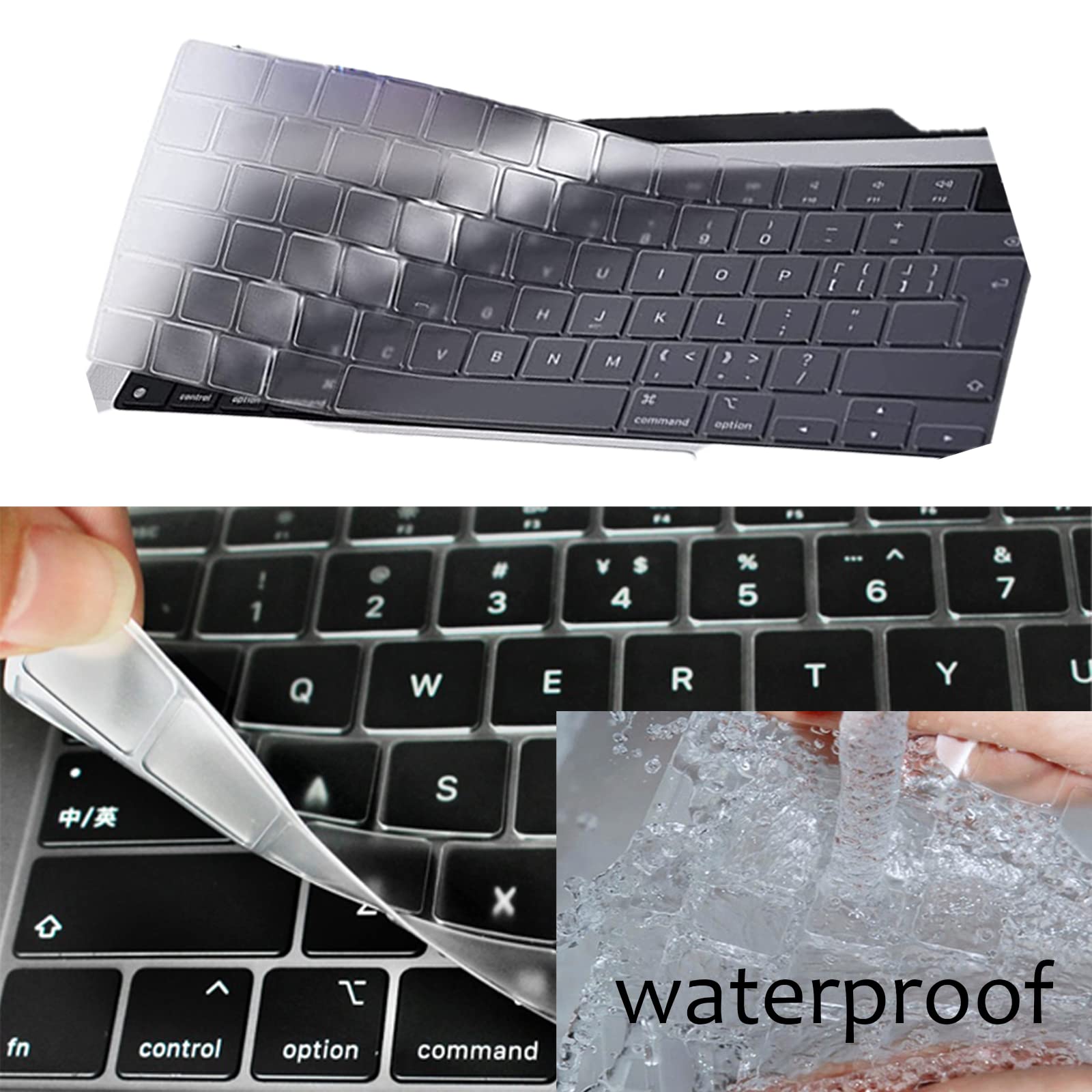 Ultra dünn Tastaturschutz für 2022 2023 2024 A3114 A3113 15 Zoll MacBook Air 13.6 Zoll M2 M3 2022-2024 MacBook pro 14 Zoll 16 Zoll M1 Pro M2 Max 2021 2022 2023 mit Touch ID, EU Tastaturlayout,TPU Klar