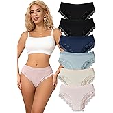 Cinvik Sexy Underwear for Women Plus Size Panties Women's Underwear Sexy Lace Trim Lacyfit Lady's Multicolor Lace Bikini Pack
