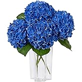 DuHouse 3Pcs Hydrangea Artificial Flowers,Latex Real Touch Hydrangeas with Long Stems & Leaves for Home Decor Party Floral Arrangements Wedding Bouquets Centerpieces(Royal Blue)